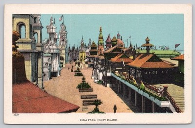 Vintage Luna Park Coney Island Brooklyn NY Postcard Ullman Mfg Co 1907-1915
