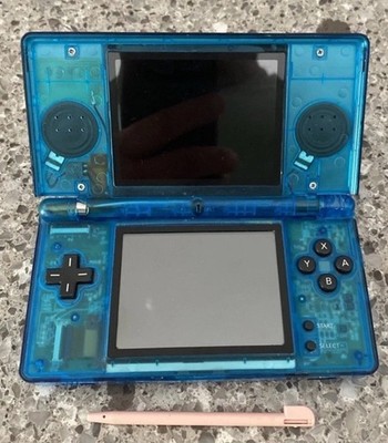 Nintendo DS Lite Transparent Blue Handheld console PLEASE read!