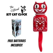 CLASSIC RED LADY KIT CAT CLOCK 15.5" Free Battery MADE IN USA Kit-Cat Klock NEW