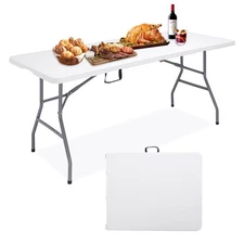 6 FT Folding Table Portable, 6 Foot Heavy Duty Foldable Tables for Dining, La...