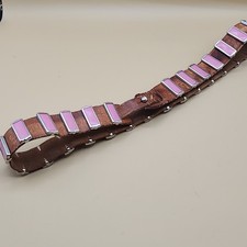 Leather Belt Pink Studded 70s Vintage Western Boho 30-32" Waist