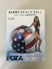 POZA Giant 42" USA Flag Confetti Beach Ball Patriotic Pool Ball New USA 250