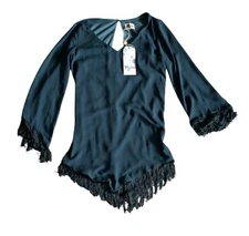 Show Me Your Mumu Rodeo Dress Fringed Dark Teal - Size XS NWT