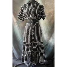 Talita Kume Striped Maxi Skirt Crop Top Set Tiered Bohemian Size Small