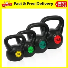 Kettlebell Set 50lbs Vinyl Coated Resistance Training Exercise Equipment 4 Piece