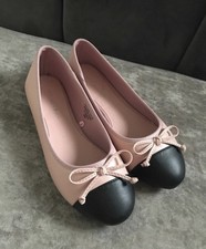Primark Pink / Black Toe Cap Ballerina Pumps Flat Shoes Size 3 / 36