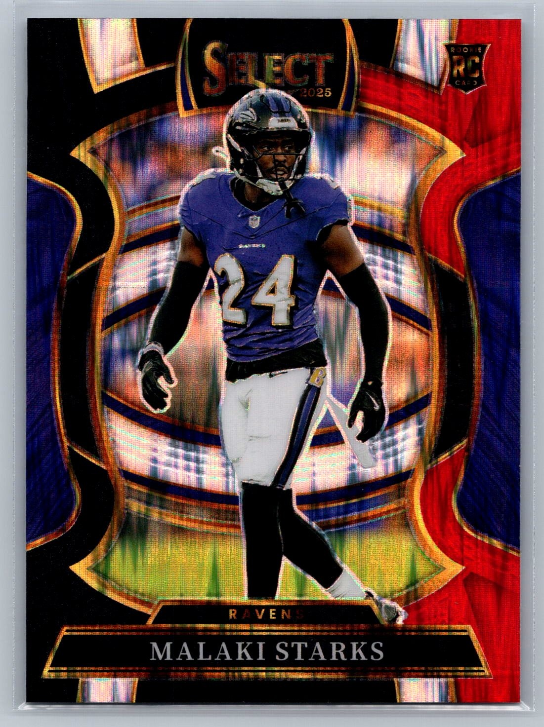 Malaki Starks 2025 Panini Select Rookie Black and Red Prizm Shock #61
