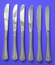 6 International Stainless Flatware Silverware CANFIELD Dinner Knives
