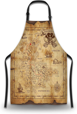 Baking Apron for Women Pirate Treasure Map Fun Aprons for Men for Kitchen Coo...