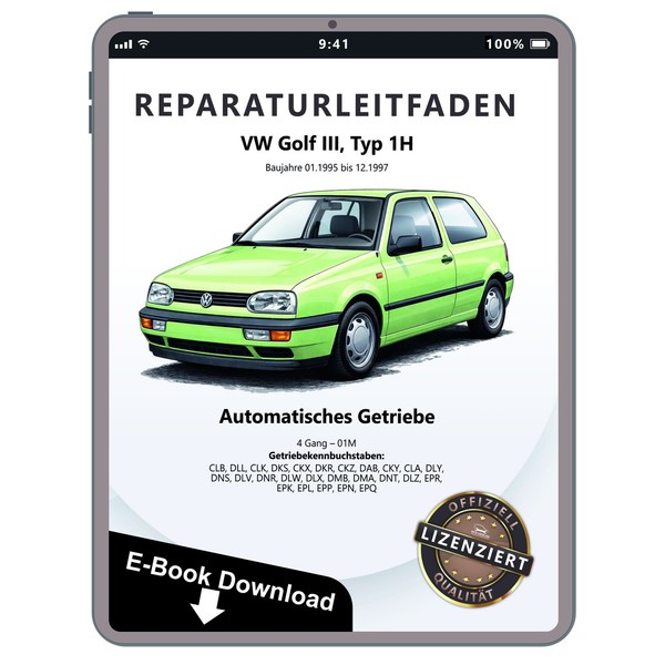 VW Golf 3 Typ 1H 1995-1997 4 Gang Automatikgetriebe 01M Reparaturleitfaden Ebook-image