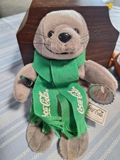 Vintage 1998 Collectible Coca-Cola Seal Green Scarf 0123 Plush Bean Bag w/ Tags