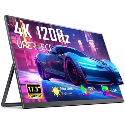 17.3'' Portable Monitor UHD Monitor with VESA Mount 120Hz 4K Monitor LCD Display
