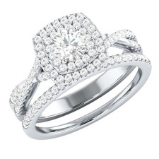 1Ct Round Cut Simulated Diamond Wedding Bridal Ring Set 14k White Gold Plated