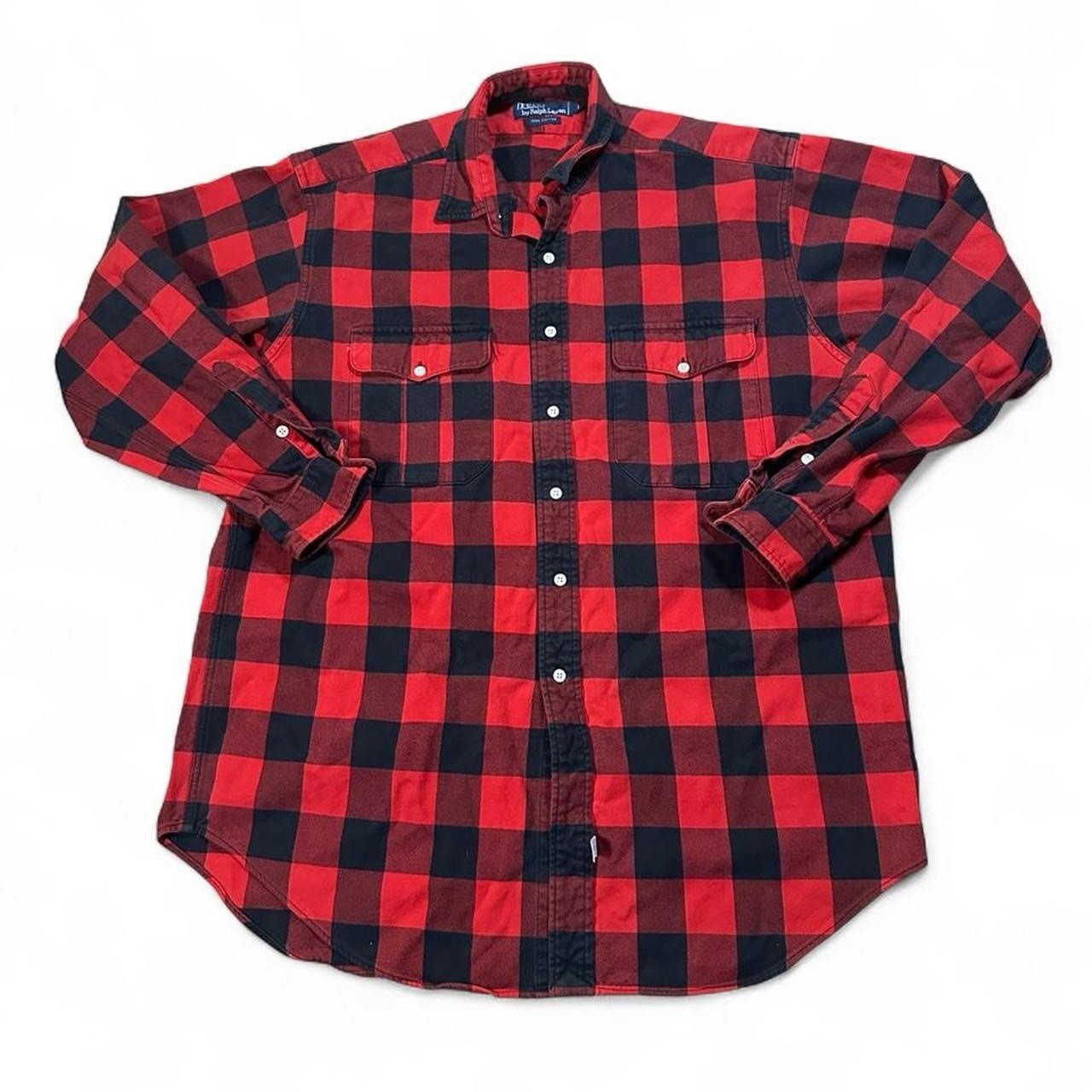 PoloRalphLaurenMen’sVintageCottonButtonUpBuffaloPlaidFlannelShirtL