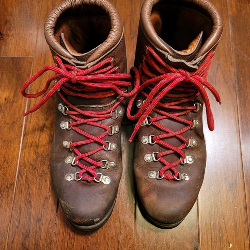 VTG Italian Leather Hiking Boots Mountain Style Vibram Galipier Mens 11