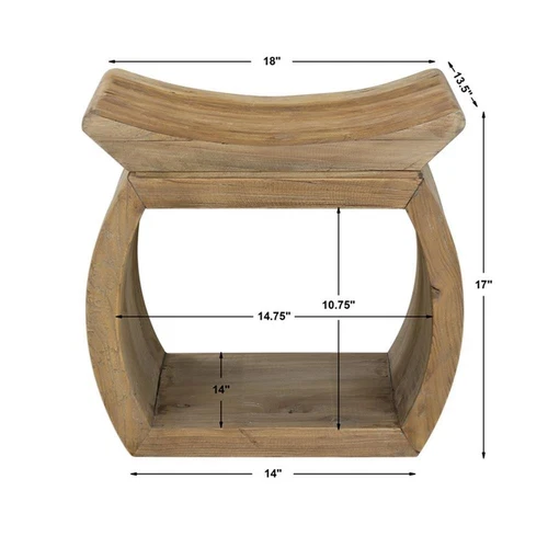 Uttermost Connor Coastal Reclaim Elm Wood Foot Stool in Natural - Picture 5 of 5