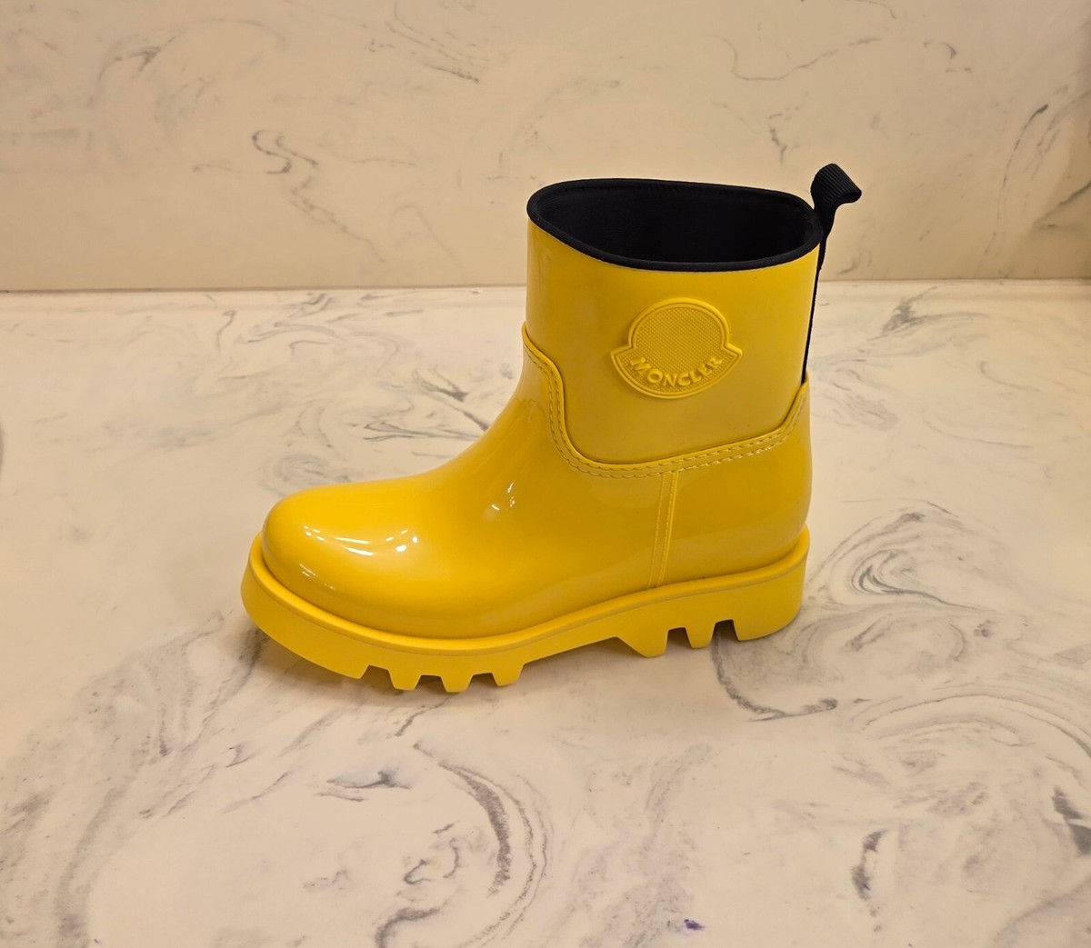 New! Moncler 'Ginette' Rain Boots Yellow Rubber Womens 7 US 37 Eur