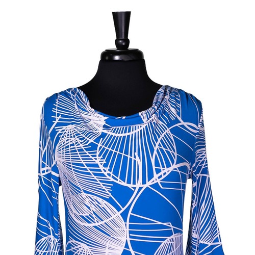 Banana Republic Women's Dress Blue White Geometric Stretch Artsy Abstract XS NWT - Picture 5 of 9
