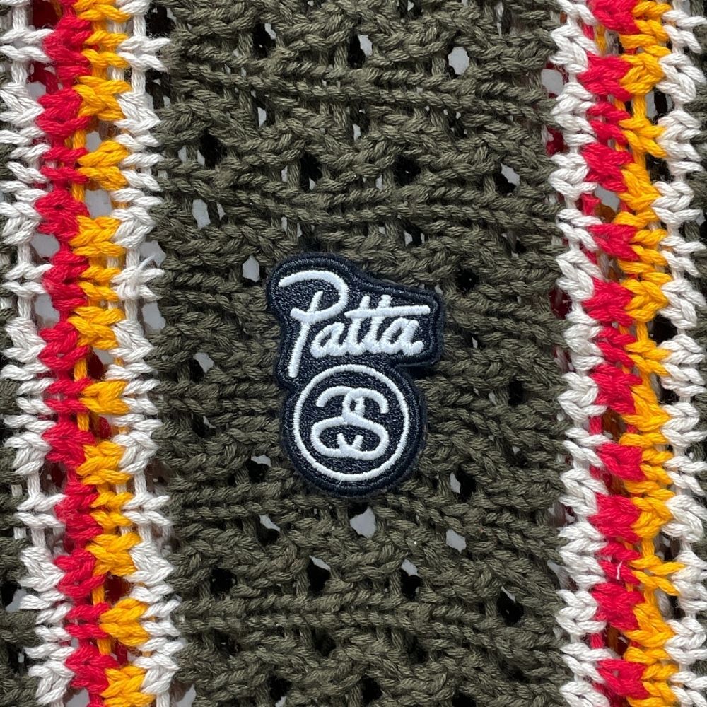 STUSSY ×Patta Stripe Loose Gauge Crewneck Sweater Khaki XL STUSSY ×Patta Stripe Loose Gauge Crewneck Sweater Khaki XL
