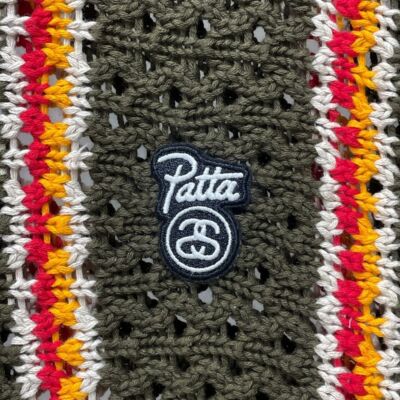 STUSSY ×Patta Stripe Loose Gauge Crewneck Sweater Khaki XL STUSSY ×Patta Stripe Loose Gauge Crewneck Sweater Khaki XL