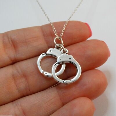 Handschellen Bettelkette - 925 Sterling Silber - Handschellen Cop Polizei Manschetten 