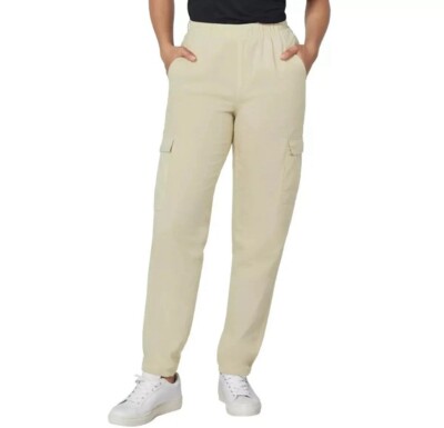 GAP Ladies Twill Pull On Cargo Pants with Pockets. Size Large, Color Tan. Twill.
