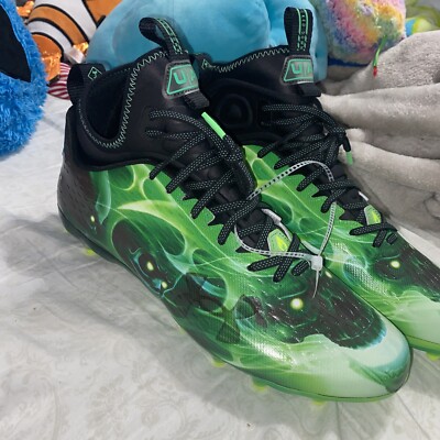 Under Armour Spotlight Lux MC 2.0 Black Green Slime Cleats Under Armour UA Spotlight Lux MC LE Slime Football Cleats  main image 4