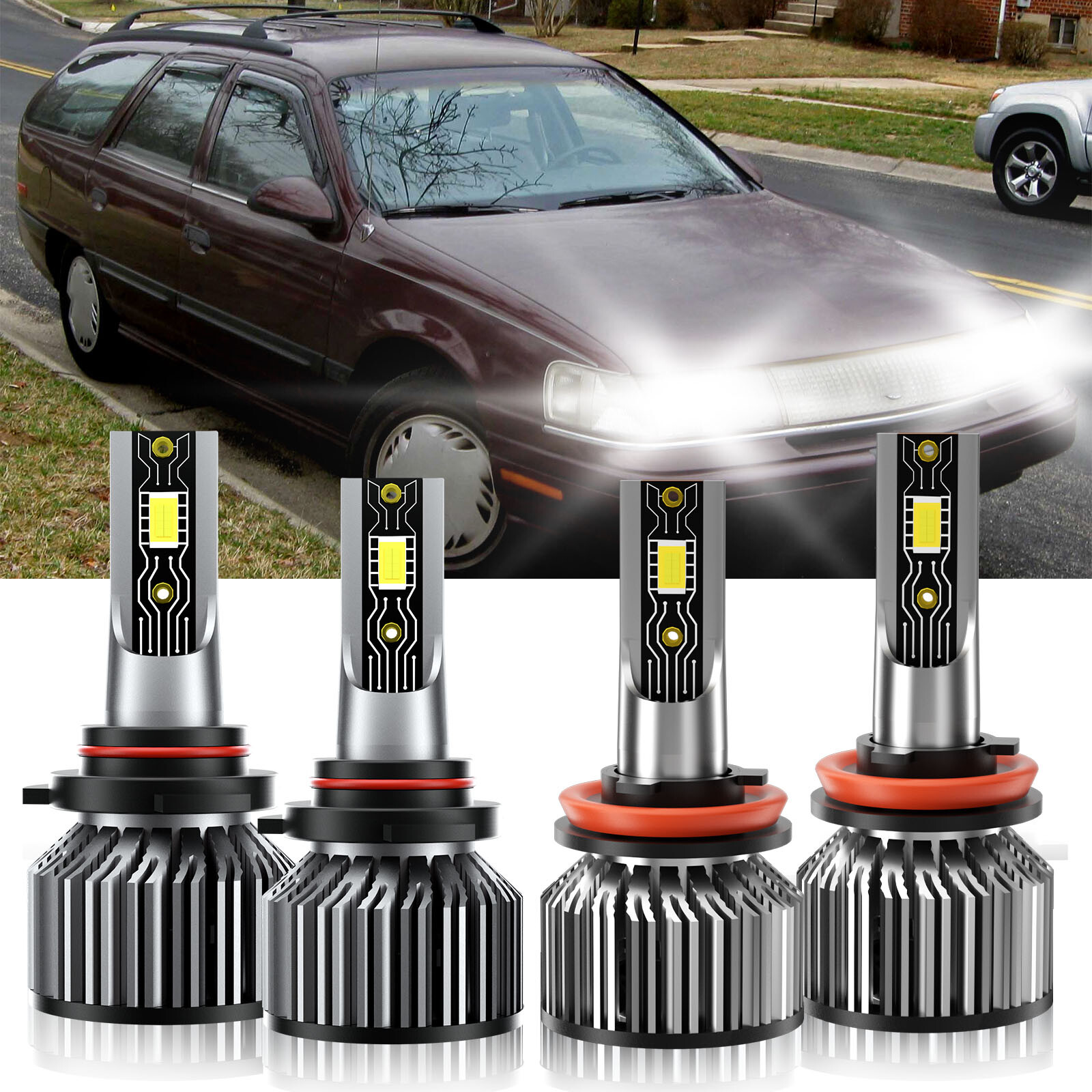 For Mercury Sable 2008-2009 4x LED Headlight Bulbs High Low Beam Kit 9005 H11