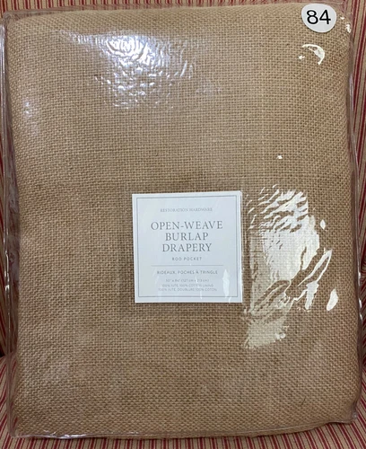 Restoration Hardware Open-Weave Burlap Drapery 50" x 84" Jute Cotton Lining Flaw