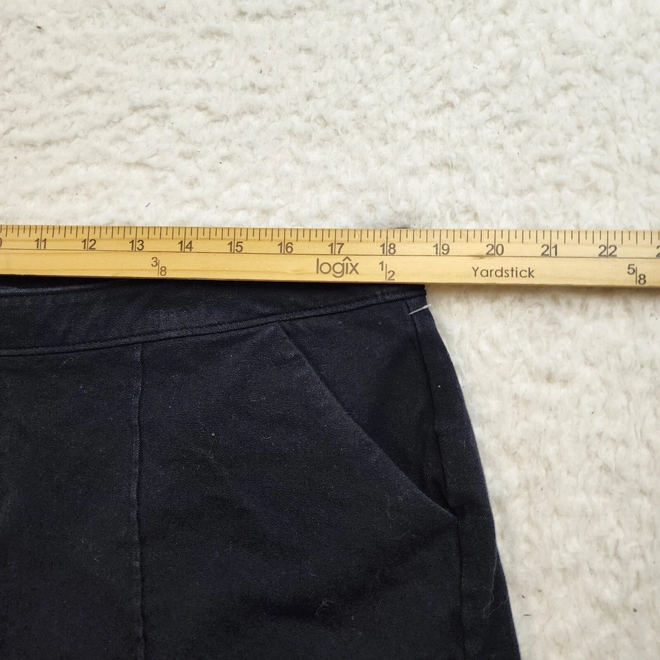 Pantalones Cortos Chinos Nicole Miller 16 Negro Algodón Elástico Costuras Retro Y2K Tiro Bajo Foto 3 de 4