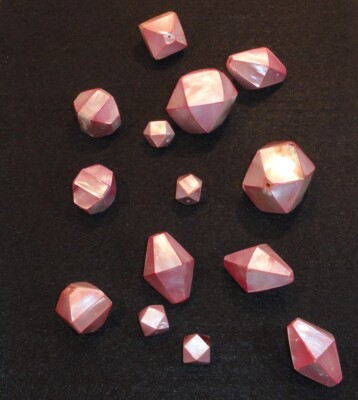 Large Medium & Small Pink Mother of Pearl Beads Geometric Shapes 3D Focal Point