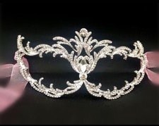 Crystal Bridal Clear Rhinestone Mask,Venetian Halloween Cosplay Birthday Wedding