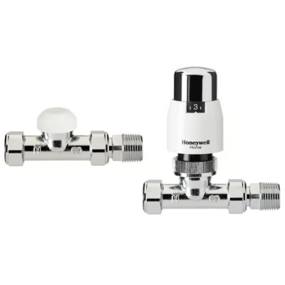Honeywell Valencia Classic Straight TRV + LS VTL200-15S-DP Drain-Off & Push-Fit