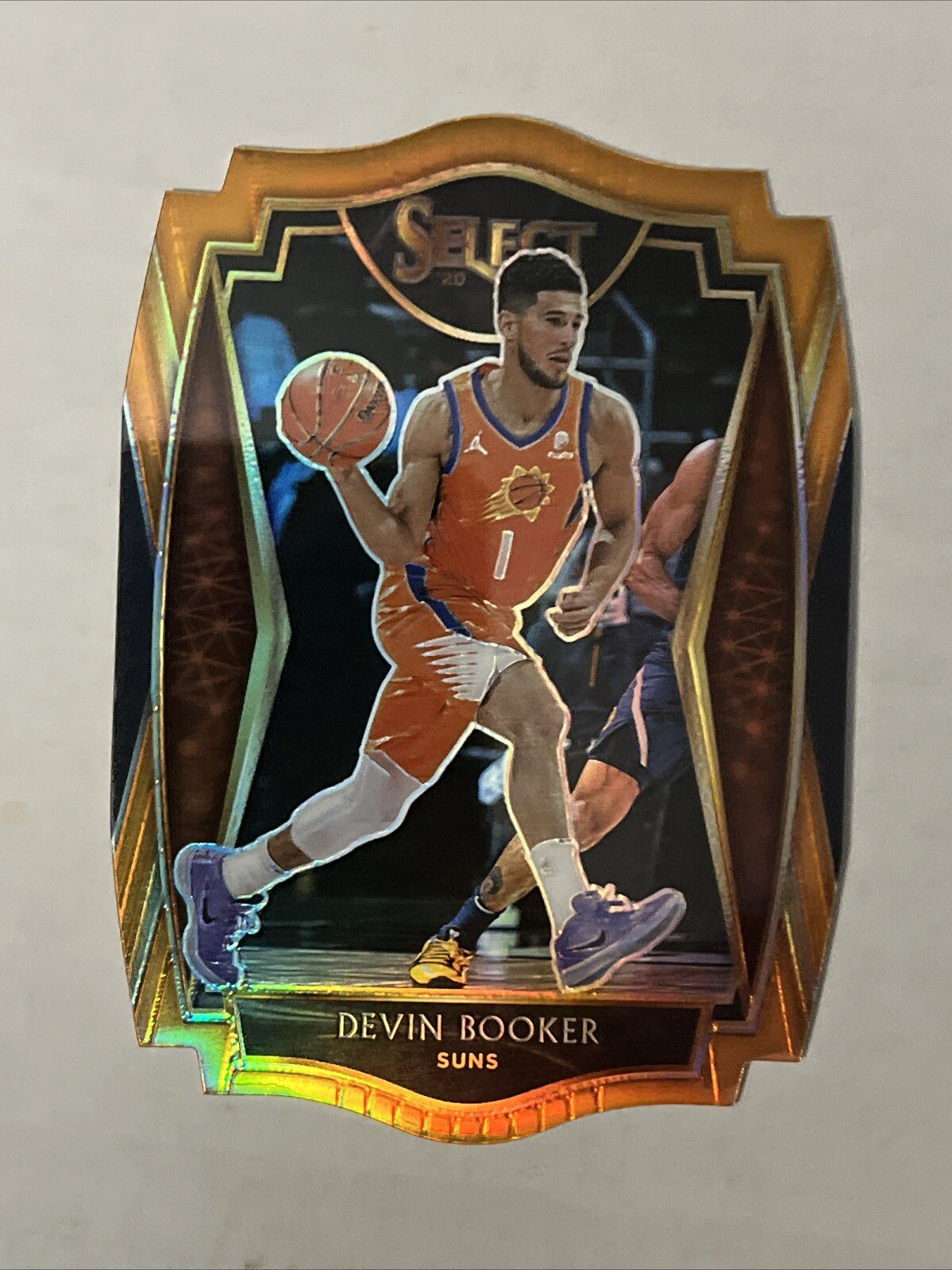 Devin Booker 2020-21 Panini Select Premier Level Die-Cut Orange Prizm /65