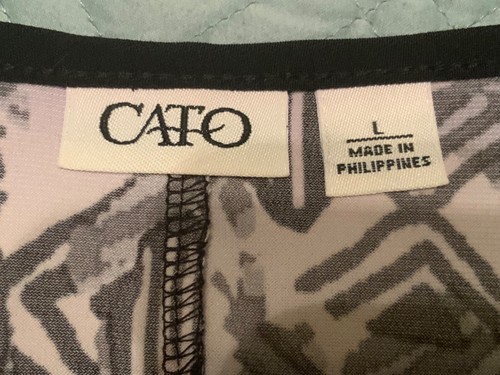 🌸 Cato Black White Print Ladies Stretchy Blouse Top Size L 🌸NWOT - Picture 6 of 9