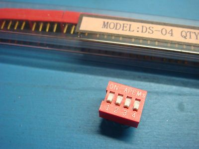 (5) APEM DS-04 SPST 4 POSITION RAISED ACTUATOR DIP SWITCH GOLD LEADS