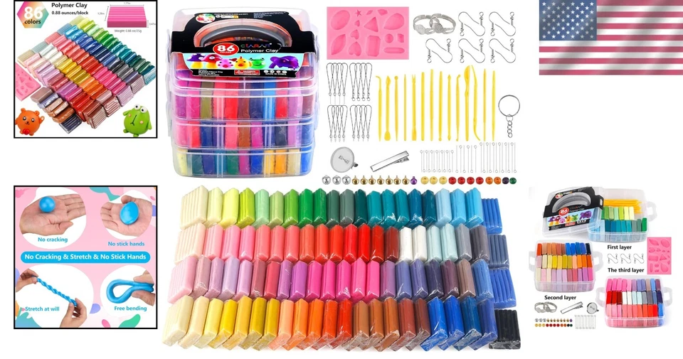 Creative 86-Color Oven-Bake Polymer Clay Kit for Kids and Adults - 5.31 lbs - Image 2 of 4