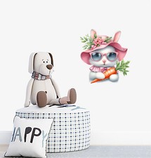Easter Buny Rabbit Carrot Flower Wall Art Colourful Vinyl Sticker Decals a8518