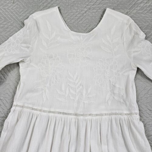 ESPRIT Kleid Damen 8 weiß Vintage gefüttert 100% Baumwolle Freizeit Strand - Bild 4 von 12