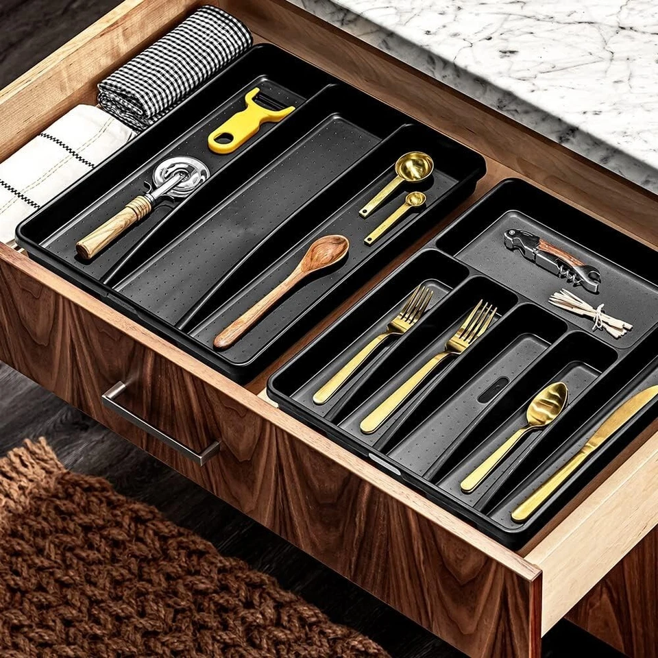 Bandeja para utensilios Mademart grande clásica de 3 compartimentos negra carbono ENVÍO GRATUITO Foto 4 de 4