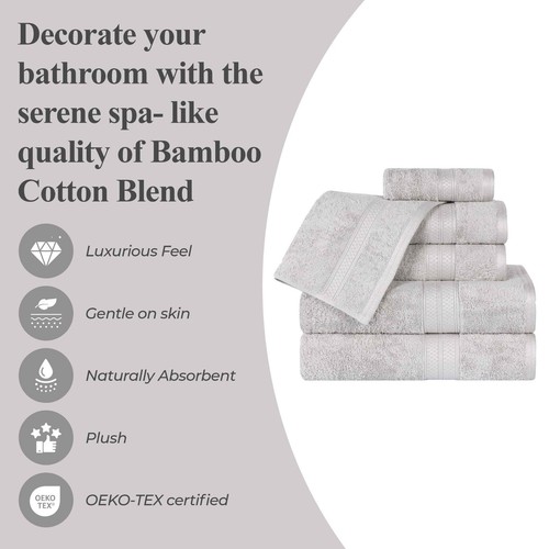 Rayon from Bamboo Blend Solid 650 GSM 6 Piece Hand Towel Set - Picture 7 of 67