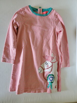 Joules 5 Y Girls Long Sleeve Pink Stripped Jacquard Show Horse 100% Cotton Shirt