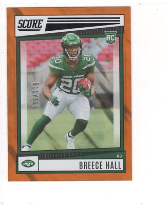 2022 Score - Rookies #330 Breece Hall (RC) Orange Lava /599 New York Jets