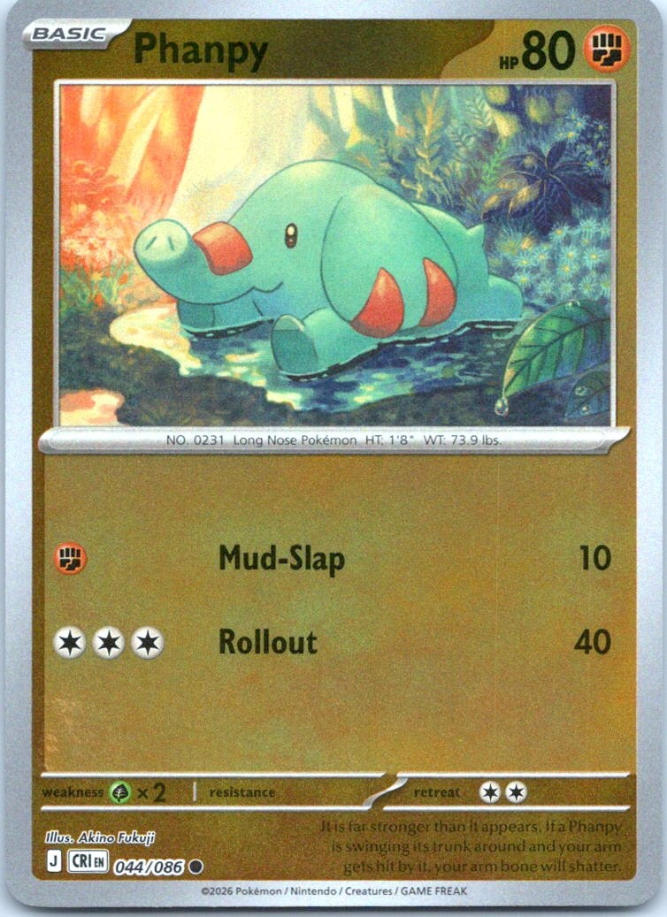 Phanpy Reverse Holo Common ME04: Chaos Rising 044/086 NM