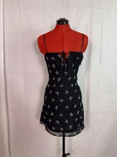 Divided Hm Dress Womens Size XXS Black Butterfly Print Summer Goth D749