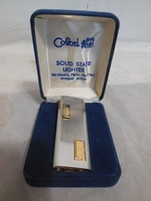 Vintage Colibri Rare Two Tone Finish Solid State Lighter New Old Stock