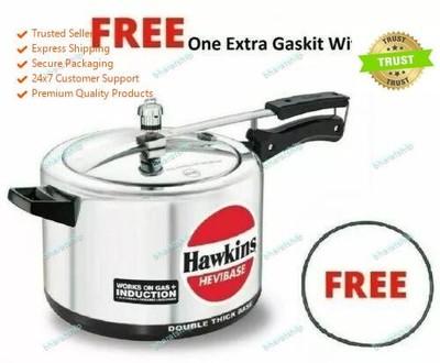 Hawkins Hevibase Pressure Cooker Induction Silver 8 Litres With One Extra Gasket