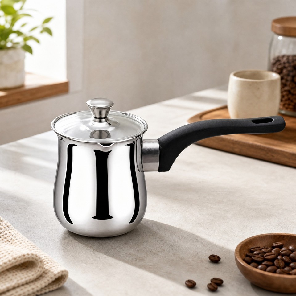 Rust Handles Stainless Steel Turkish Coffee Pot Rust Resistant Long Handle Easy to ...