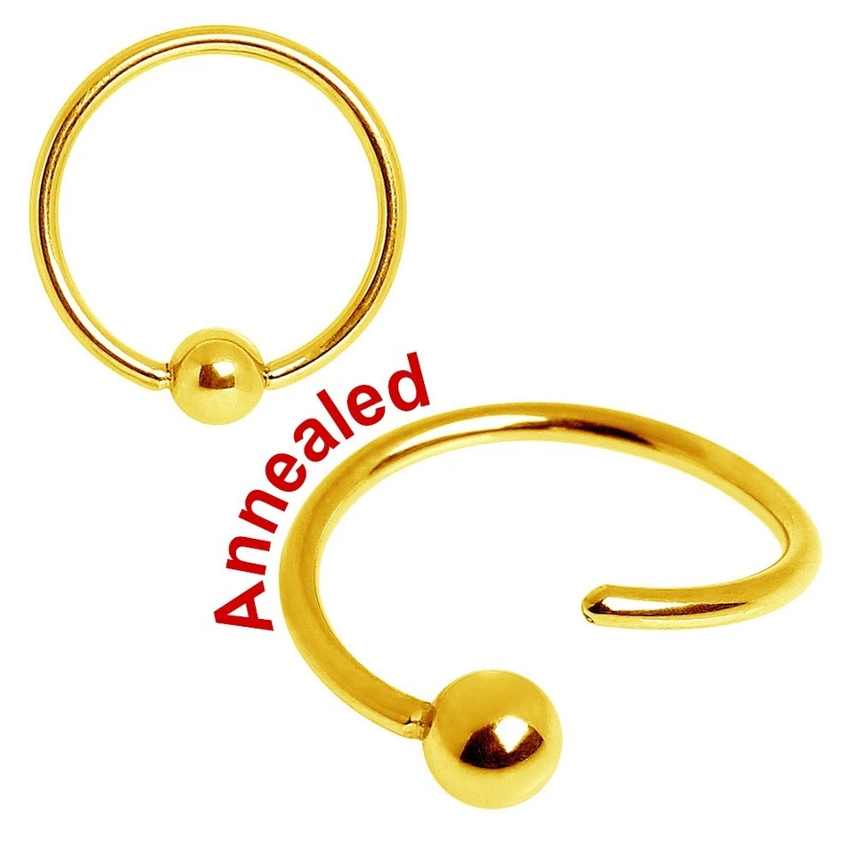 Gold Plated One Side Fixed Captive Bead Ring - Image 4 of 4
