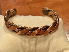WHEELER CO. WM SOLID COPPER WOVEN BRAID TWIST BRACELET CUFF BOLD 50 g 1980s EUC